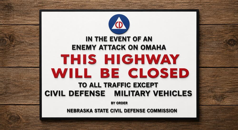 Omaha Nebraska State Civil Defense Enemy Attack Highway Sign Military Army